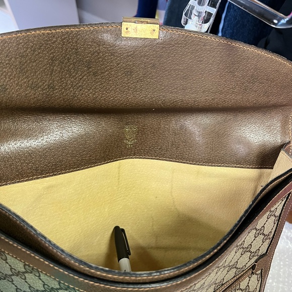 SOLD ‼️‼️Authentic GUCCI Clutch Bag GG PVC Leather Brown F5629 - Picture 13 of 14